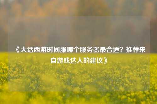 《大話西游時(shí)間服哪個(gè)服務(wù)器最合適？推薦來(lái)自游戲達(dá)人的建議》